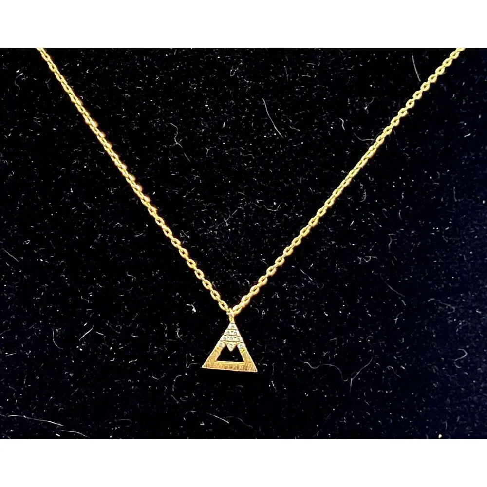 Matte Gold Triangle Charm with Flourite Dainty 17in